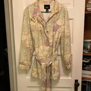 Mossimo Supply Co. Floral Trench Coat - Cream and Purple